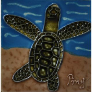 Sea Turtle Tile Magnet by Continental Art Center