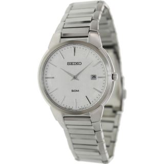 Seiko Mens SKP295 Silver Stainless Steel Quartz Watch with Silver