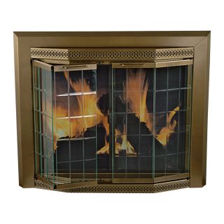 Pleasant Hearth Grandior Fireplace Glass Door — For Masonry Fireplaces, Small, Antique Brass, Model GR-7200  Fireplace Doors