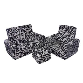 Fun Furnishings Zebra Sofa Chair & Ottoman Set   Kids Upholstered Sofas