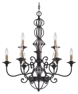 Designers Fountain 85589 NI Tangier 9 Light Chandelier   28W in.   Natural Iron   Chandeliers