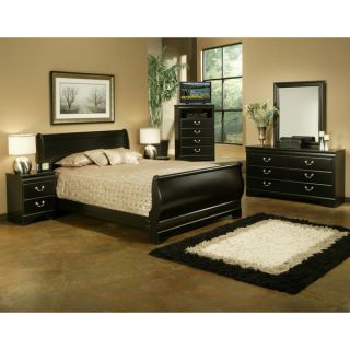 Sandberg Furniture Regency 4 piece Black Laminate Bedroom Set