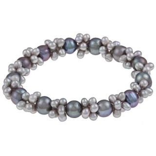 DaVonna Brown and White FW Pearl Stretch Bracelet (4 4.5 mm/ 7 7.5 mm)