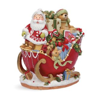Fitz and Floyd Candy Cane Santa Musical Figurine
