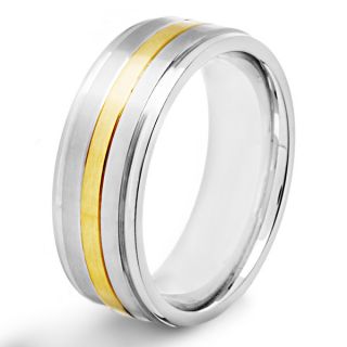 Stainless Steel Brushed and Polished Goldplated Band  