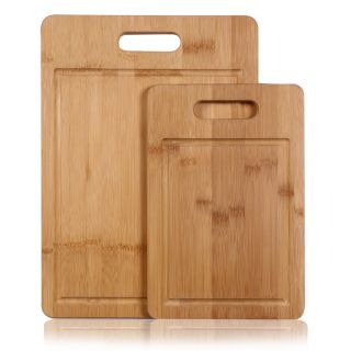 Adeco 3 piece 100 percent Natural Bamboo 0.4 inch Thick Chopping Board