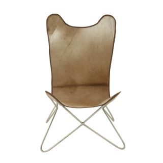 38 inch Brown Metal Hide Leather Chair