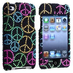 INSTEN Black Bling Peace Sign Snap on iPod Case Cover for Apple iPod