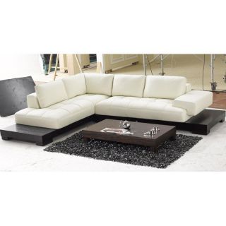 Tosh Furniture Modern Leather Sectional Sofa   White
