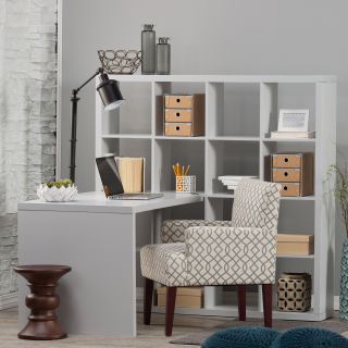 Hudson 16 Cube Shelf with Desk   Gray   Desks