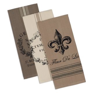 Design Imports French Grain Sack Printed Dishtowel   Set of 3   Other Kitchen Linens