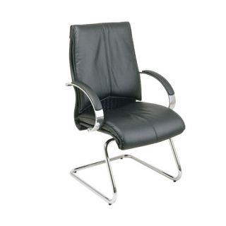 Office Star Deluxe Leather Visitors Chair with Chrome Base