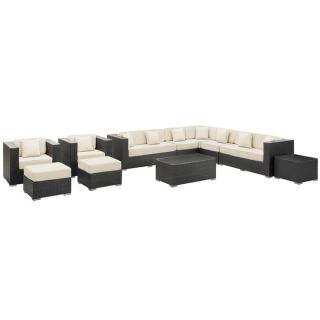 Cohesion Espresso with Off White Cushions Rattan 11 piece Outdoor Set