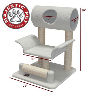 Majestic Pet Products 29 in. Casita Fur Cat Tree with Splayed Center   White   Cat Trees