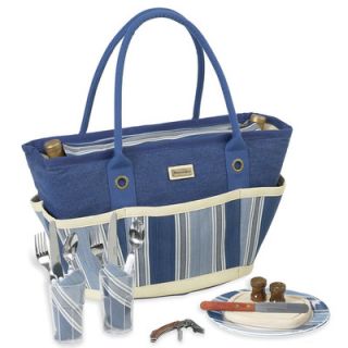 Picnic At Ascot Aegean Picnic Basket Tote with Two Place Settings