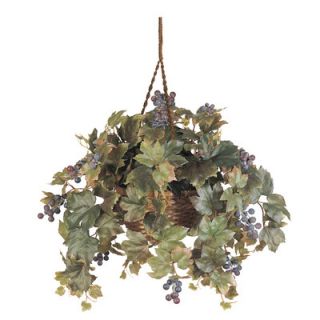 Nearly Natural Silk Grape Leaf Hanging Plant in Basket