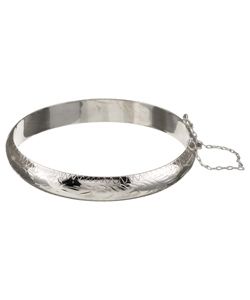 Sterling Essentials Sterling Silver 7 inch Engraved Bangle (9mm)