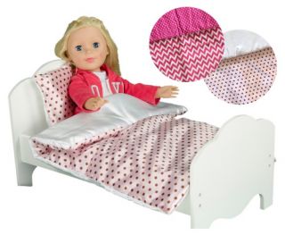 Teamson Kids Little Princess Doll Single Bed and 2 Piece Bedding Set   Baby Doll Furniture