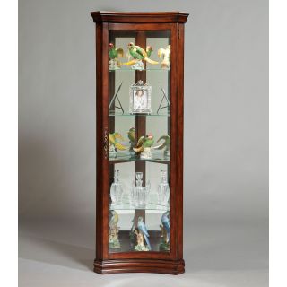 Pulaski Dark Wood Concave Corner Curio Cabinet