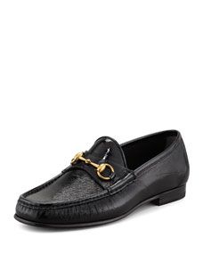 Gucci Patent Horsebit Loafer, Black