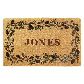 Creative Accents Heavy Duty Coir Mat Evergreen Border with Optional Personalization   Doormats