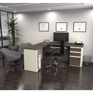 Bestar Prestige L shaped Desk with Pedestal   13050412  