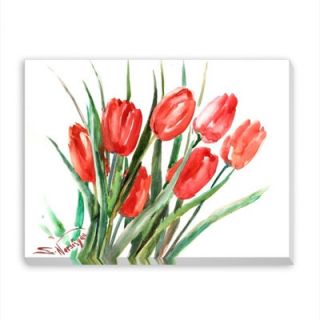 Red Tulips Painting Print on Wrapped Canvas by Americanflat