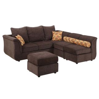 Kaman Sectional Sofa with Ottoman Upholstered in Chocolate