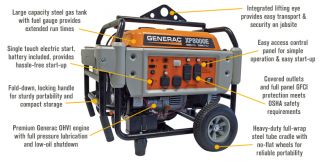 Generac XP8000E Portable Generator — 10,000 Surge Watts, 8000 Rated Watts, Electric Start, Model# 5931  Portable Generators