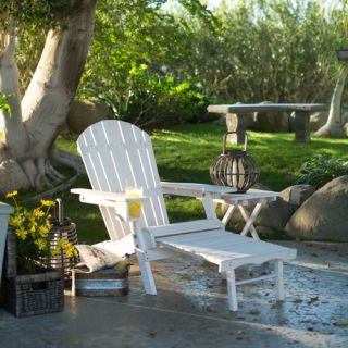 Coral Coast Big Daddy Adirondack Chair with Pull Out Ottoman and Cup Holder   Whitewash Stained   Adirondack Chairs