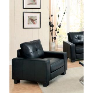 Furniture of America Dresford Tufted Black Bonded Leather Match Club