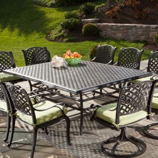 Alfresco Home Weave Design Cast Aluminum 60 x 84 in. Rectangular Dining Table with Umbrella Hole   Patio Dining Tables