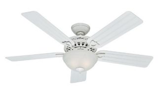 Hunter 53122 Beachcomber 52 in. Indoor/Outdoor Ceiling Fan with Light   White   Indoor Ceiling Fans