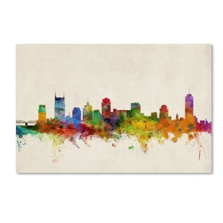 Michael Tompsett Nashville Watercolor Skyline Canvas Art