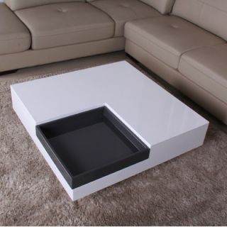 Fox Hill Trading Glossy Functional Coffee Table with Accent Corner