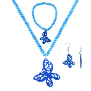 Little Girl Blue Butterfly Jewelry Set