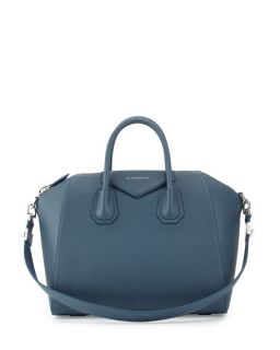 Givenchy Antigona Medium Leather Satchel Bag, Mineral Blue
