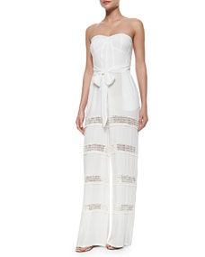 6 Shore Road by Pooja Appleton Crochet Inset Strapless Jumpsuit