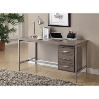 Dark Taupe Reclaimed look Silver Metal 60 inch Office Desk
