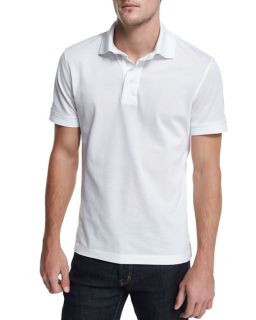 TOM FORD Short Sleeve Pique Polo Shirt, White