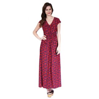 24/7 Comfort Apparel Womens Vibrant Floral Print Maxi Dress