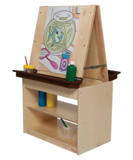 Wood Designs Art Center for Two with Brown Trays   Learning Aids