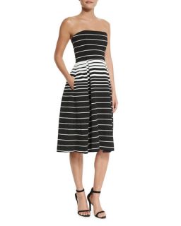 Nicholas Corsica Multi Stripe Ball Dress, Black/White