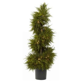 43 in. Pre lit Cedar Spiral Topiary   Clear Lights   Christmas Trees