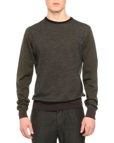 Lanvin Crewneck Colorblock Sweater, Dark Gray