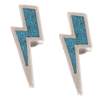 Southwest Moon Lightning Bolt Turquoise Inlay Post Earrings