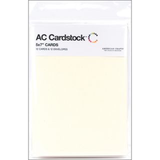 American Crafts A7 Cards & Envelopes (5.25inX7.25in) 12/PkgVanilla