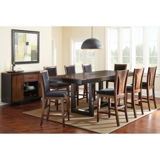 Steve Silver Julian 9 Piece Counter Height Dining Table Set with Optional Server   Black Walnut   Kitchen & Dining Table Sets