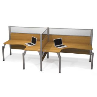 Pro Biz Double Side by Side L Desk Workstation With 2 Melamine Privacy