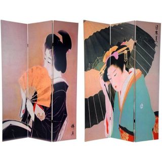 Wood and Canvas Double sided Geisha Room Divider (China)   13323338